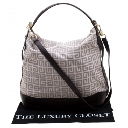 Pre Owned حقيبة جيفنشي طباعة شعار كبيرة كانفاس بنية/ رمادية