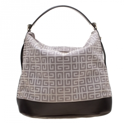 Pre Owned حقيبة جيفنشي طباعة شعار كبيرة كانفاس بنية/ رمادية