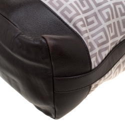 Pre Owned حقيبة جيفنشي طباعة شعار كبيرة كانفاس بنية/ رمادية