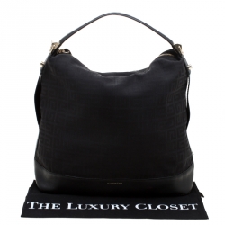 Pre Owned Givenchy Black Monogram Canvas and Leather Large Hobo