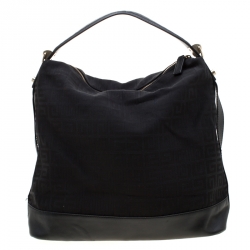 Pre Owned Givenchy Black Monogram Canvas and Leather Large Hobo