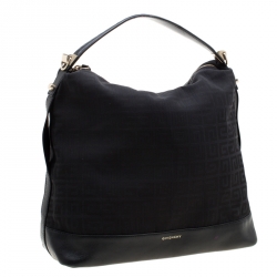 Pre Owned Givenchy Black Monogram Canvas and Leather Large Hobo