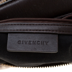 Pre Owned Givenchy Brown/Grey Monogram Canvas and Leather Small Hobo