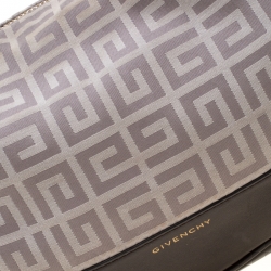Pre Owned Givenchy Brown/Grey Monogram Canvas and Leather Small Hobo