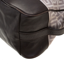 Pre Owned Givenchy Brown/Grey Monogram Canvas and Leather Small Hobo