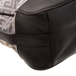 Pre Owned Givenchy Brown/Grey Monogram Canvas and Leather Small Hobo