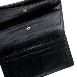 Pre Owned Givenchy Black Logo Star Leather Continental Flap Wallet