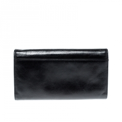 Pre Owned Givenchy Black Logo Star Leather Continental Flap Wallet