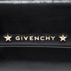 Pre Owned Givenchy Black Logo Star Leather Continental Flap Wallet