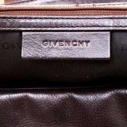 Givenchy Brown Signature Canvas and Leather Flap Top Handle Bag