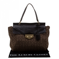 Givenchy Brown Signature Canvas and Leather Flap Top Handle Bag