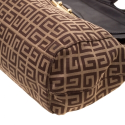 Givenchy Brown Signature Canvas and Leather Flap Top Handle Bag