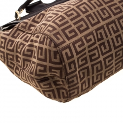 Givenchy Brown Signature Canvas and Leather Flap Top Handle Bag