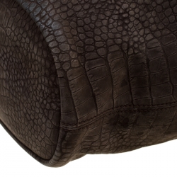 Pre Owned Givenchy Khaki Crocodile Embossed Nubuck Leather Nightingale Tote