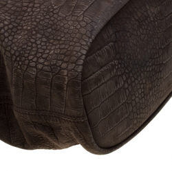 Pre Owned Givenchy Khaki Crocodile Embossed Nubuck Leather Nightingale Tote