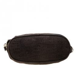 Pre Owned Givenchy Khaki Crocodile Embossed Nubuck Leather Nightingale Tote