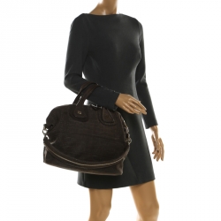 Pre Owned Givenchy Khaki Crocodile Embossed Nubuck Leather Nightingale Tote