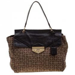 Givenchy Brown Canvas and Leather Top Handle Bag