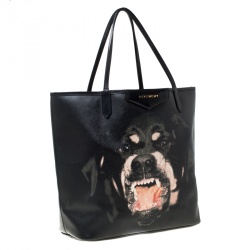مملوكة مسبقًا Givenchy Black Coated Canvas and Leather Rottweiler Antigona Tote  