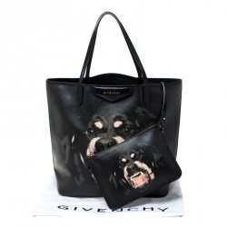 مملوكة مسبقًا Givenchy Black Coated Canvas and Leather Rottweiler Antigona Tote  