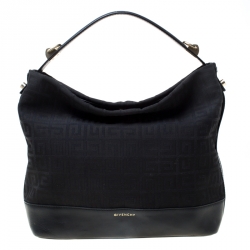 Pre Owned Givenchy Black Monogram Canvas and Leather Hobo