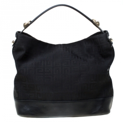 Pre Owned Givenchy Black Monogram Canvas and Leather Hobo