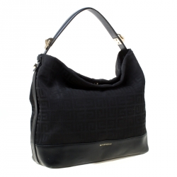 Pre Owned Givenchy Black Monogram Canvas and Leather Hobo