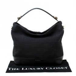 Pre Owned Givenchy Black Monogram Canvas and Leather Hobo