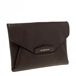 Pre Owned حقيبة كلتش جيفنشي أنتيغونا أنفيلوب جلد بنية متوسطة