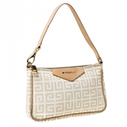 Pre Owned Givenchy Beige Monogram Coated Canvas and Leather Baguette