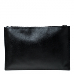 Pre Owned Givenchy Black Coated Canvas Rottweiler Face Clutch