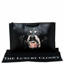 Pre Owned Givenchy Black Coated Canvas Rottweiler Face Clutch