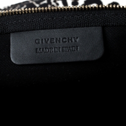 Pre Owned Givenchy Balck/White Leopard Print Canvas Clutch