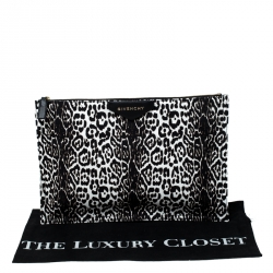 Pre Owned Givenchy Balck/White Leopard Print Canvas Clutch