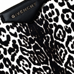 Pre Owned Givenchy Balck/White Leopard Print Canvas Clutch