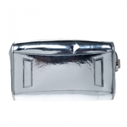 Pre Owned Givenchy Silver Leather Small Antigona Satchel