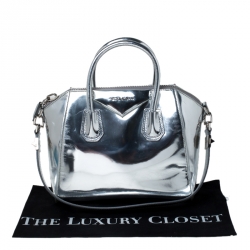 Pre Owned Givenchy Silver Leather Small Antigona Satchel