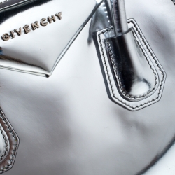 Pre Owned Givenchy Silver Leather Small Antigona Satchel