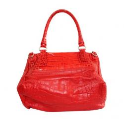 Pre Owned Givenchy Red Croc Leather Top Handle Bag