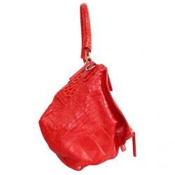 Pre Owned Givenchy Red Croc Leather Top Handle Bag