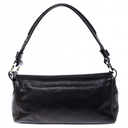 Pre Owned Givenchy Black Leather Logo Flap Shoulder Bag