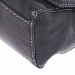 Pre Owned Givenchy Black Leather Logo Flap Shoulder Bag