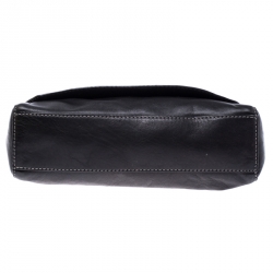 Pre Owned Givenchy Black Leather Logo Flap Shoulder Bag