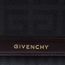Pre Owned Givenchy Black Monogram Leather Flap Compact Wallet