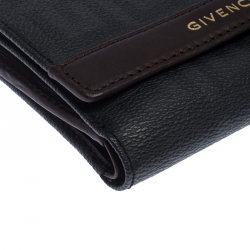 Pre Owned Givenchy Black Monogram Leather Flap Compact Wallet