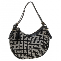 Pre Owned Givenchy Grey Monogram Canvas Tassel Hobo 