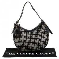 Pre Owned Givenchy Grey Monogram Canvas Tassel Hobo 