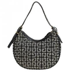 Pre Owned Givenchy Grey Monogram Canvas Tassel Hobo 
