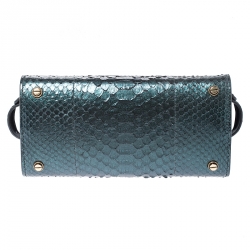 Pre Owned Givenchy Green Metallic Python Mini Horizon Crossbody Bag
