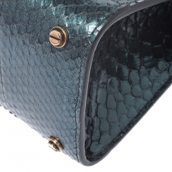 Pre Owned Givenchy Green Metallic Python Mini Horizon Crossbody Bag